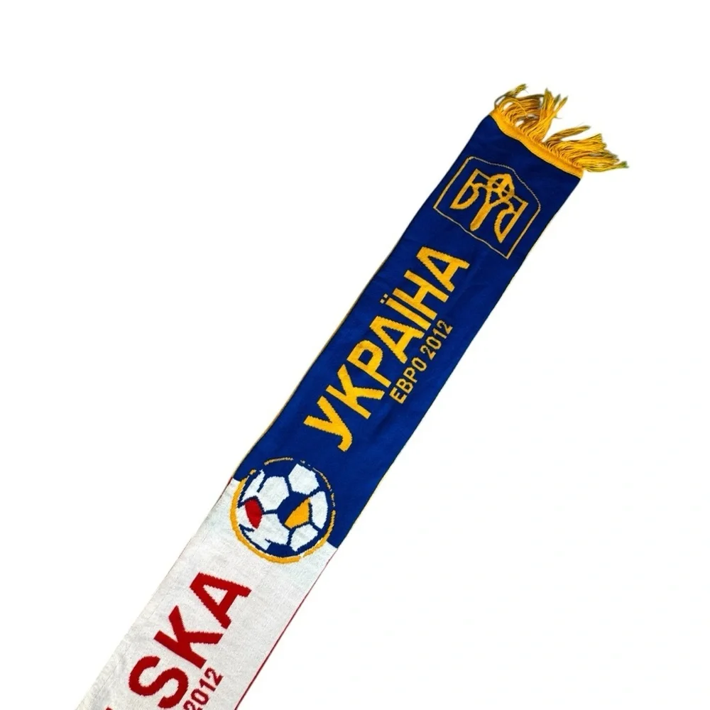 Euro 2012 Poland Ukraine Soccer Scarf Football Fan Red Blue Yellow